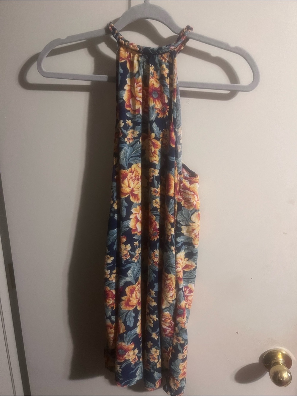 American Eagle Outfitters Navy Floral Halter Tank Top